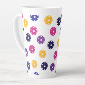 💛黄色と💜紫の玉を白に付ける カフェラテマグ (左アングル)