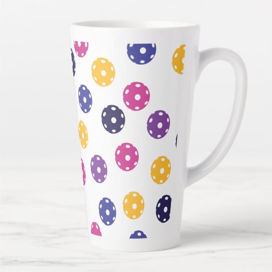 💛黄色と💜紫の玉を白に付ける カフェラテマグ (右)