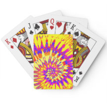 黄色と紫の緩和曲線絞り染めトランプ