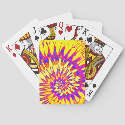 黄色と紫の緩和曲線絞り染めトランプ トランプ (裏面)