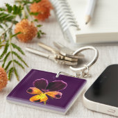 黄色と紫の花フローラアクリルキーチェーン キーホルダー (正面右)