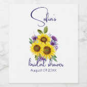 黄色と紫の野生の花ひまわり水彩 ワインラベル (シングルラベル)