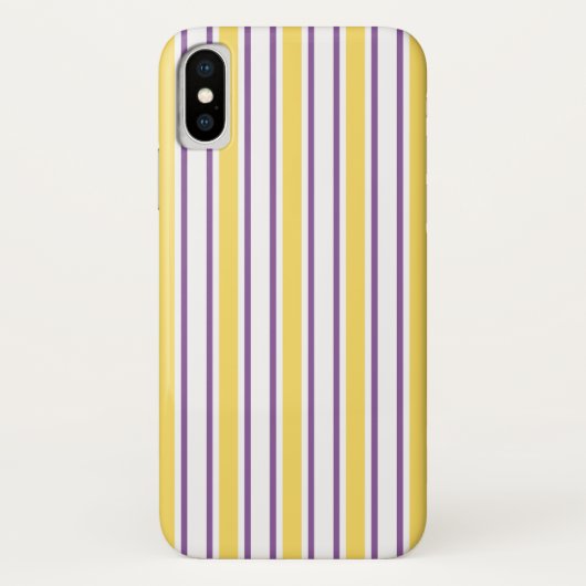 黄色と紫色と白のキャンディストライプ Case-Mate iPhoneケース (裏面)