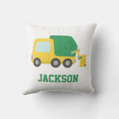黄色と緑のごみトラックキッズルームデコール クッション (裏面)