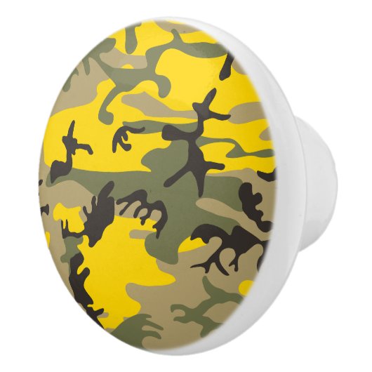 黄色と緑のカモフラージュ ミリタリー 軍 セラミックノブ (右)