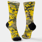 黄色と緑のカモフラージュ ミリタリー 軍 ソックス (傾斜あり)