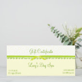 黄色と緑のギフト証明書カード (スタンド正面)