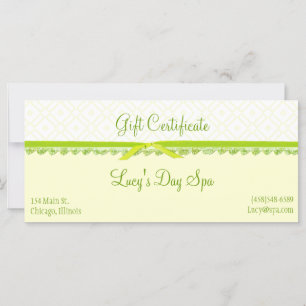 黄色と緑のギフト証明書カード