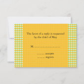 黄色と緑のギンガムパターン 出欠カード (正面)