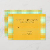 黄色と緑のギンガムパターン 出欠カード (正面/裏面)