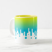 黄色と緑のグラデーションの滴下 ツートーンマグカップ (正面左)