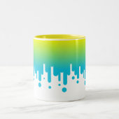 黄色と緑のグラデーションの滴下 ツートーンマグカップ (中央)
