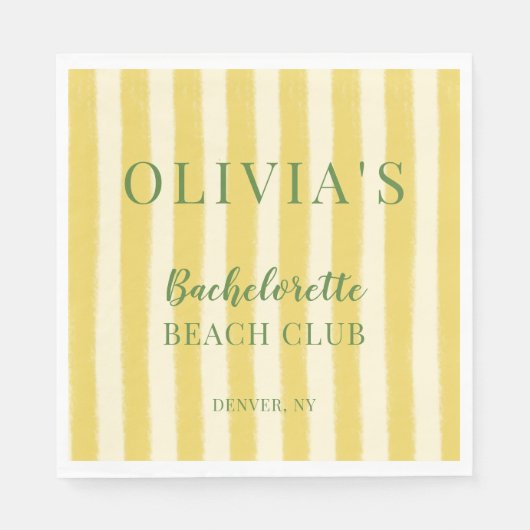 黄色と緑のサマー バチェロレッテ スタンダードランチョンナプキン (正面)