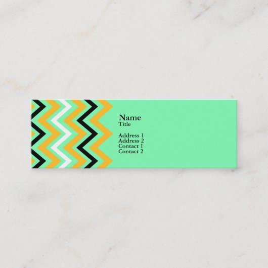 黄色と緑のシェブロンパターン スキニー名刺 (正面)