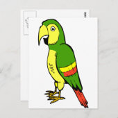 黄色と緑のシンプルな漫画の鳩 ポストカード (正面/裏面)
