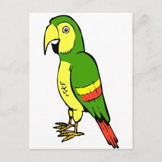 黄色と緑のシンプルな漫画の鳩 ポストカード
