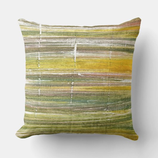 黄色と緑のストライプ クッション (正面)