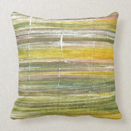黄色と緑のストライプ クッション