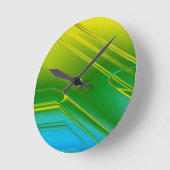黄色と緑のストローの壁時計 ラウンド壁時計 (傾斜)