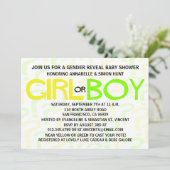 黄色と緑のタイポグラフィー性別発表パーティー 招待状 (スタンド正面)