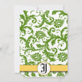 黄色と緑のダマスクスワーズ結婚式招待状 招待状 (裏面)