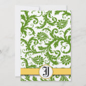 黄色と緑のダマスクスワーズ結婚式招待状 招待状 (裏面)