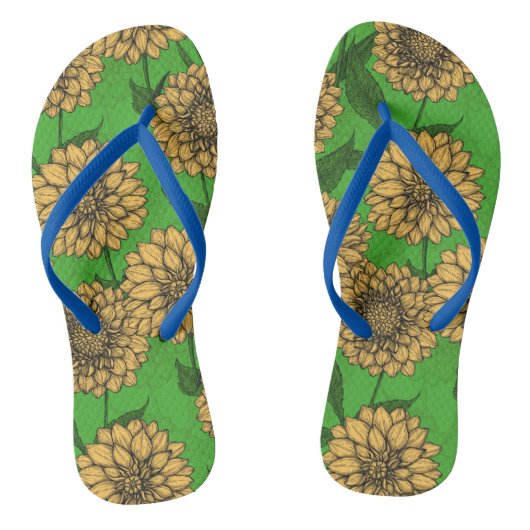 黄色と緑のダリア ビーチサンダル (ソール)