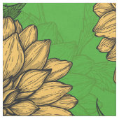 黄色と緑のダリア ファブリック (クローズアップ)