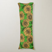 黄色と緑のダリア ボディピロー (正面縦)