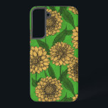 黄色と緑のダリア SAMSUNG GALAXY S22 ケース<br><div class="desc">手描きダリアの花で作られたシームレスなパターン</div>