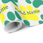 黄色と緑のドッグポープリント名前をカスタムする ラッピングペーパー (ロールコーナー)