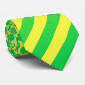 黄色と緑のドットとストライプ ネクタイ (ロール)