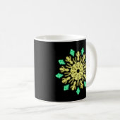 黄色と緑のネオンの花 コーヒーマグカップ (正面右)