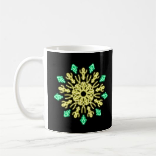 黄色と緑のネオンの花 コーヒーマグカップ (左)