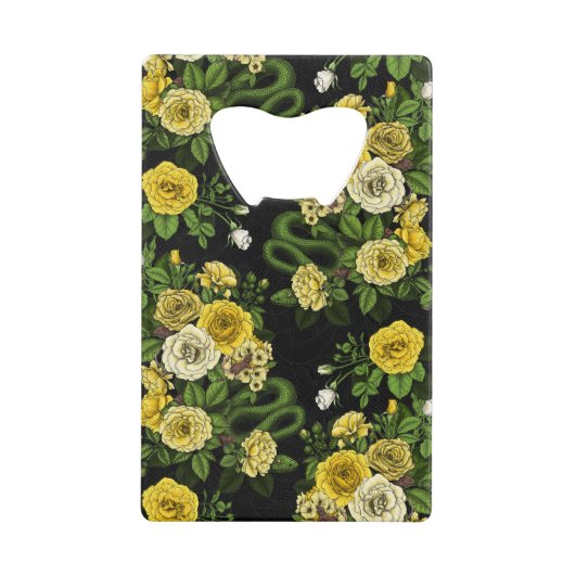 黄色と緑のバラで非表示 クレジットカード栓抜き (正面)