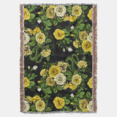 黄色と緑のバラで非表示 スローブランケット (正面縦)