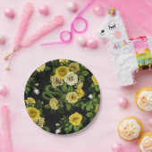 黄色と緑のバラで非表示 ペーパープレート (パーティー)