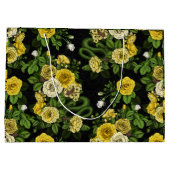 黄色と緑のバラで非表示 ラージペーパーバッグ (裏面)