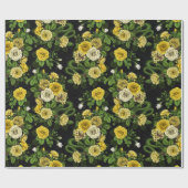 黄色と緑のバラに隠れている ラッピングペーパー (フラット)