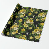 黄色と緑のバラに隠れている ラッピングペーパー (アンロールド)