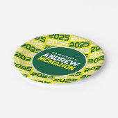 黄色と緑のパーソナライズされた卒業 ペーパープレート (アングル)