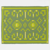 黄色と緑のピクセル遊のジオメトリ形状 フリースブランケット (正面(横))