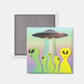 黄色と緑のフレンドリーエイリアン マグネット (正面/裏面)