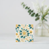 黄色と緑のフローラのシームレスなパターン コーリングカード (スタンド正面)