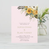 黄色と緑のフローラピンク結婚ズ 招待状 (スタンド正面)