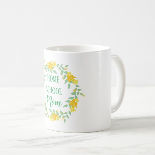 黄色と緑のフローラホームスクールママリース コーヒーマグカップ (正面右)