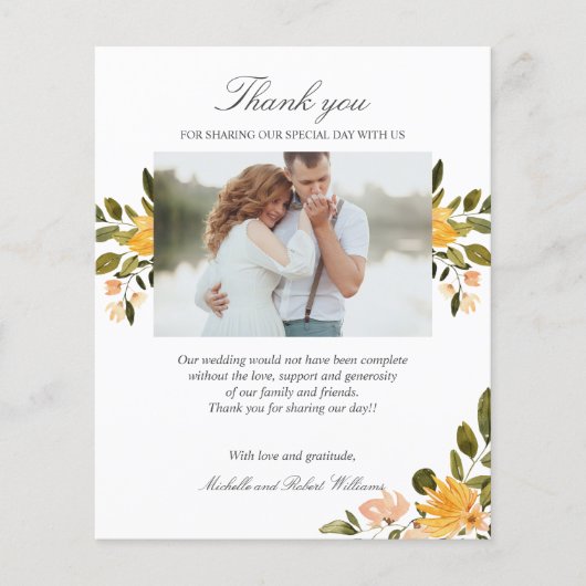 黄色と緑のフローラ結婚の写真ありがとう (正面)