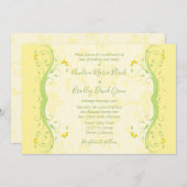 黄色と緑のフローラ結婚式招待状 招待状 (正面/裏面)