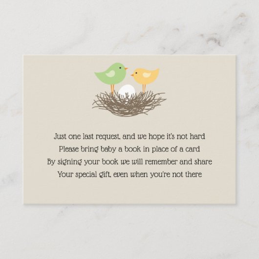 黄色と緑のベビーの鳥の巣の挿入 エンクロージャーカード (正面)