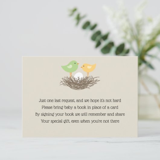 黄色と緑のベビーの鳥の巣の挿入 エンクロージャーカード (スタンド正面)